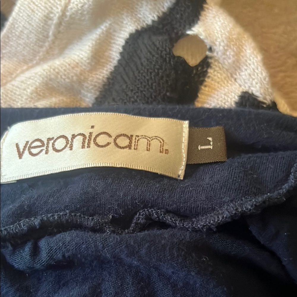 Veronica M Navy and Cream Striped Top